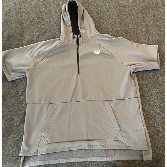 New Balance Men's Sweatshirt Size XXL Gray Short Sleeve 1/4 Zip Hoodie - Picture 1 of 6